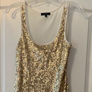 Express Gold Glitter Tank Top